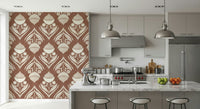 Earthy Floral Echo Wallpaper with a repetitive bloom motif.