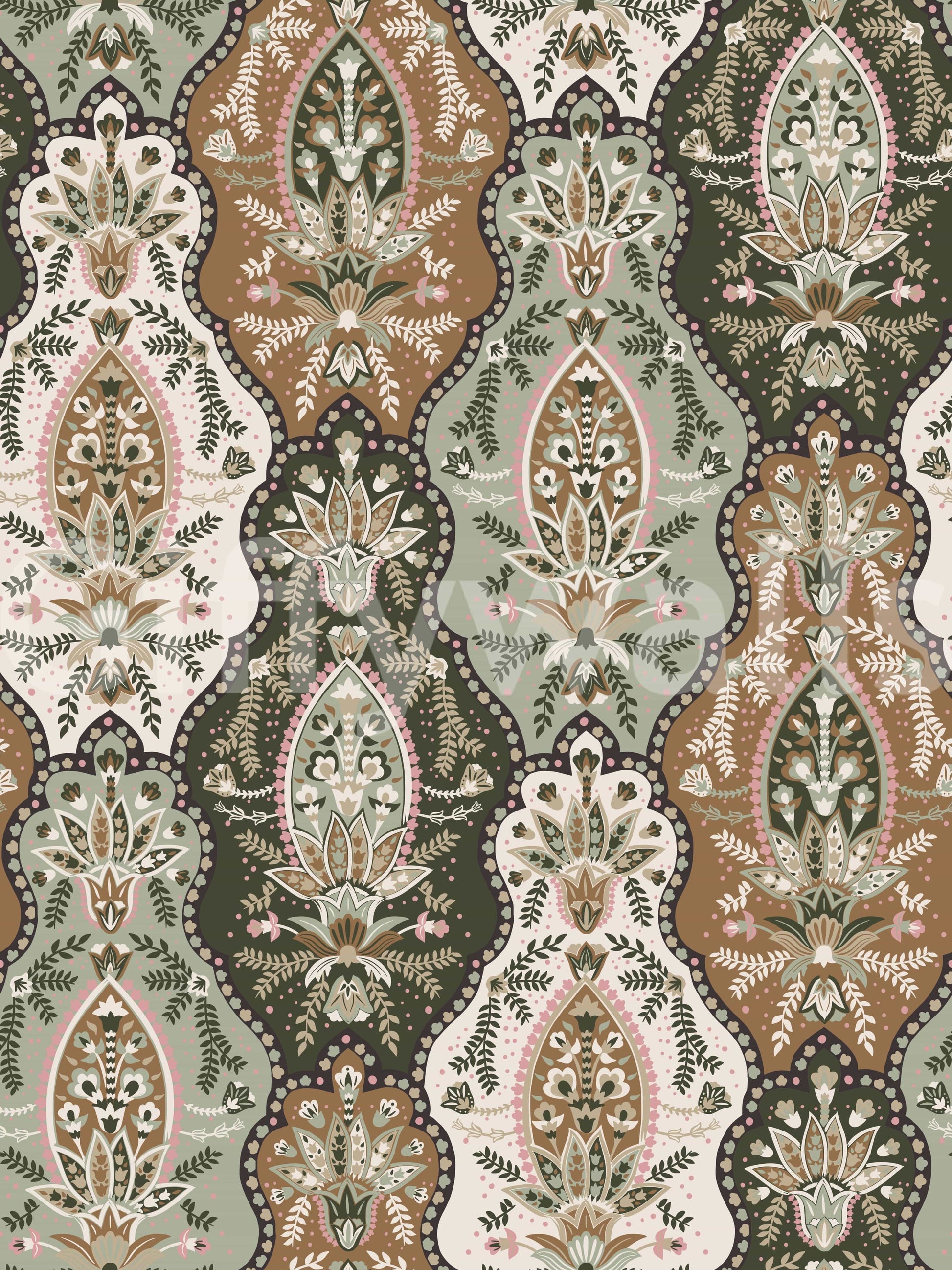 Elegant Earthy Florals Wallpaper, perfect for a cozy, sophisticated room.