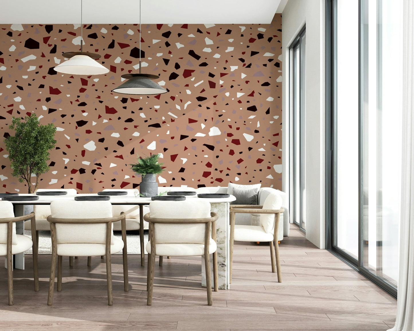 A calming abstract design wallpaper mural that defines a space., GD5519