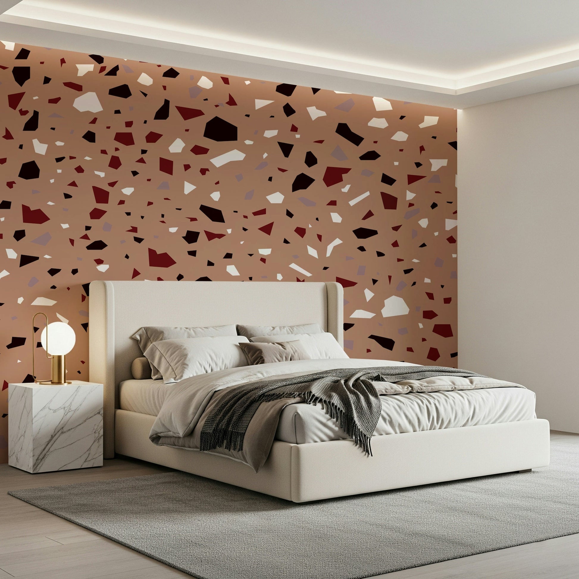 A peaceful modern abstract mural on decorative wallpaper., GD5519