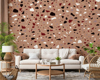 An artistic shattered stone mural on minimalist wallpaper., GD5519