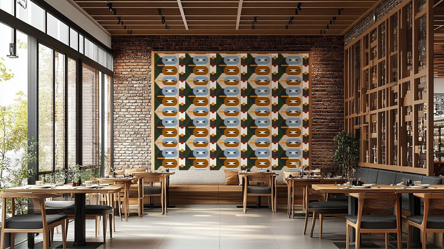 Earthy tones geometric wallpaper for interiors

