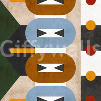 Colorful geometric earthy pattern wall design

