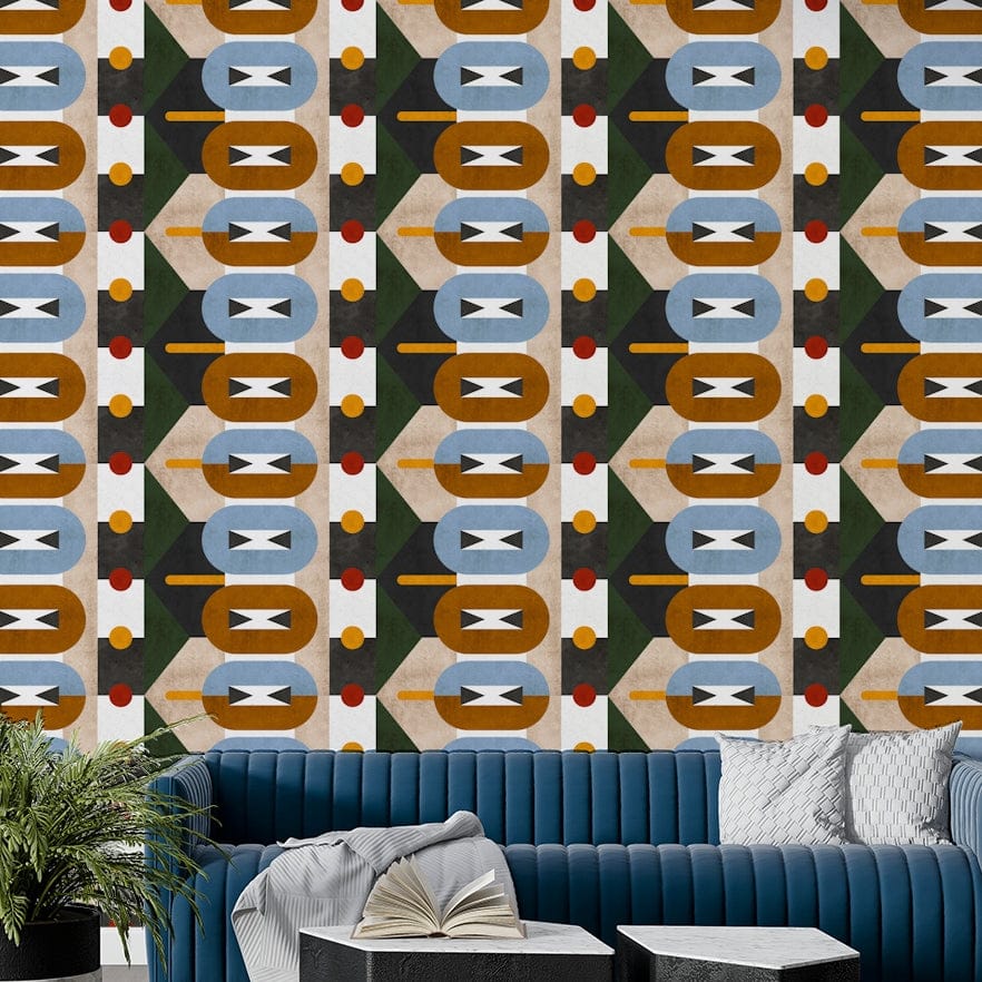 Bold earthy geometric patterns for walls

