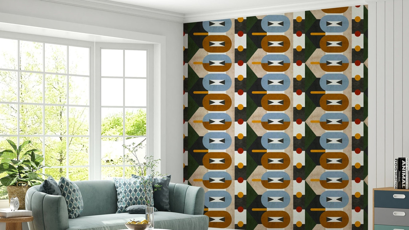 Geometric abstraction with earthy tones wallpaper

