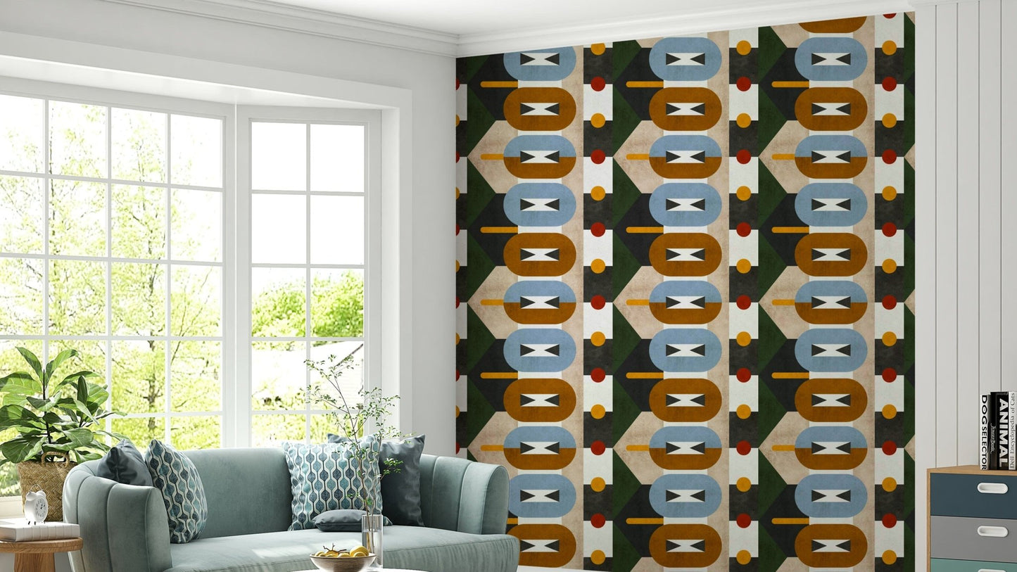 Geometric abstraction with earthy tones wallpaper

