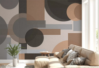 Bold circular shapes anchor a living room with this Earthy Geometric Harmony wall mural.GD9554