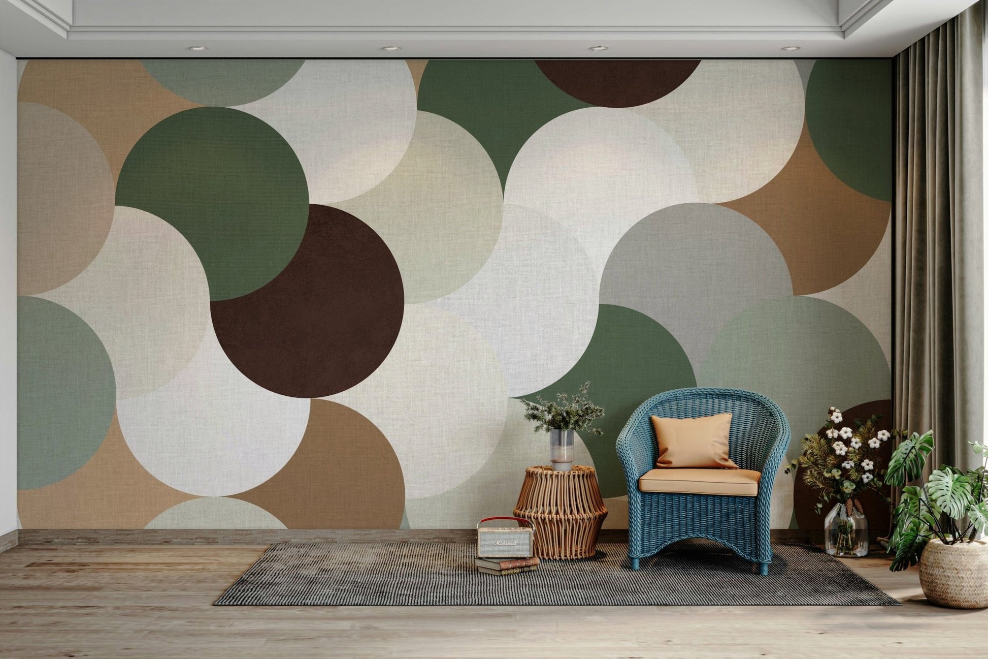 Linen texture circle wallpaper GD412

