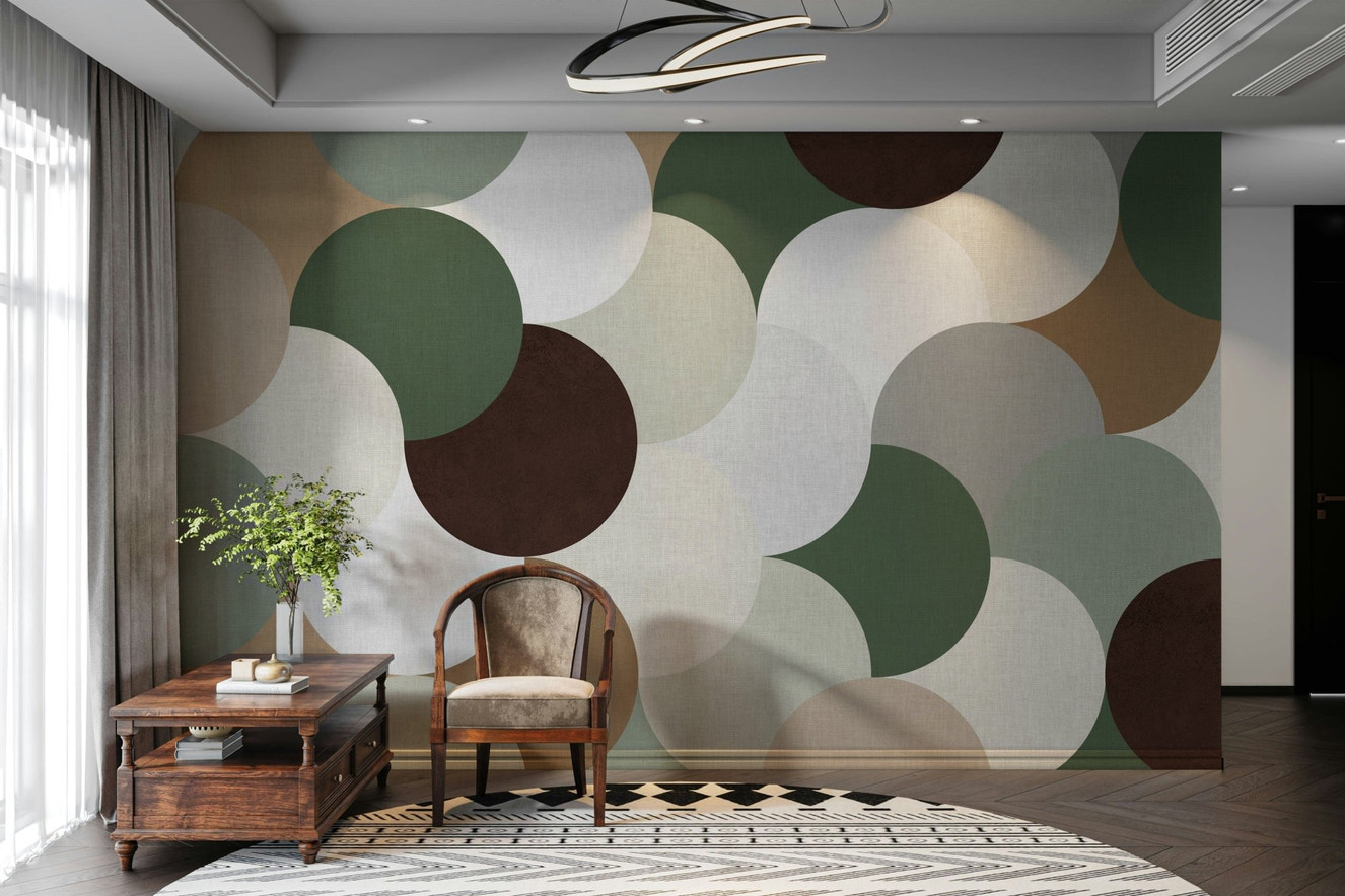 Earth tone circle wall mural

