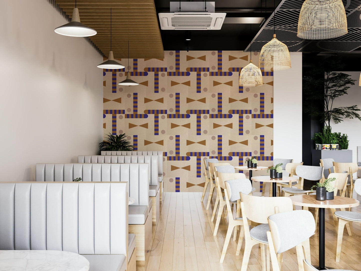 Trendy geometric wallpaper with earthy hues

