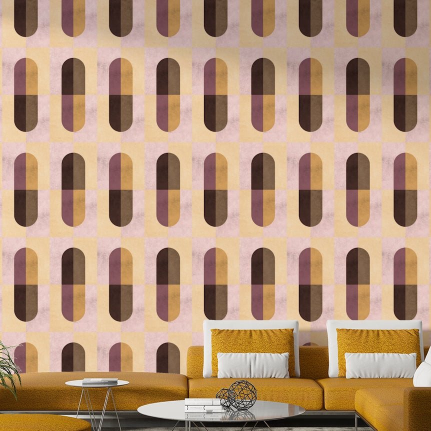 Warm tone geometric mural wallpaper

