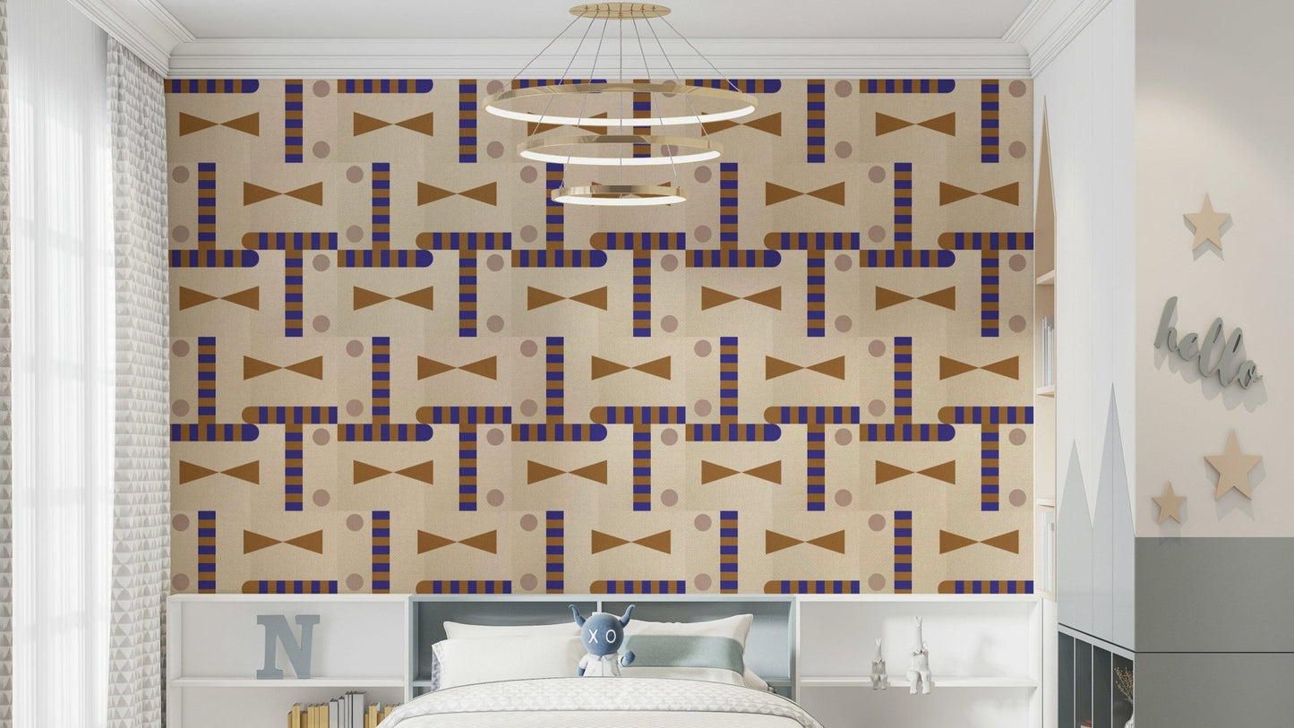 Geometric earthy tones wall mural design

