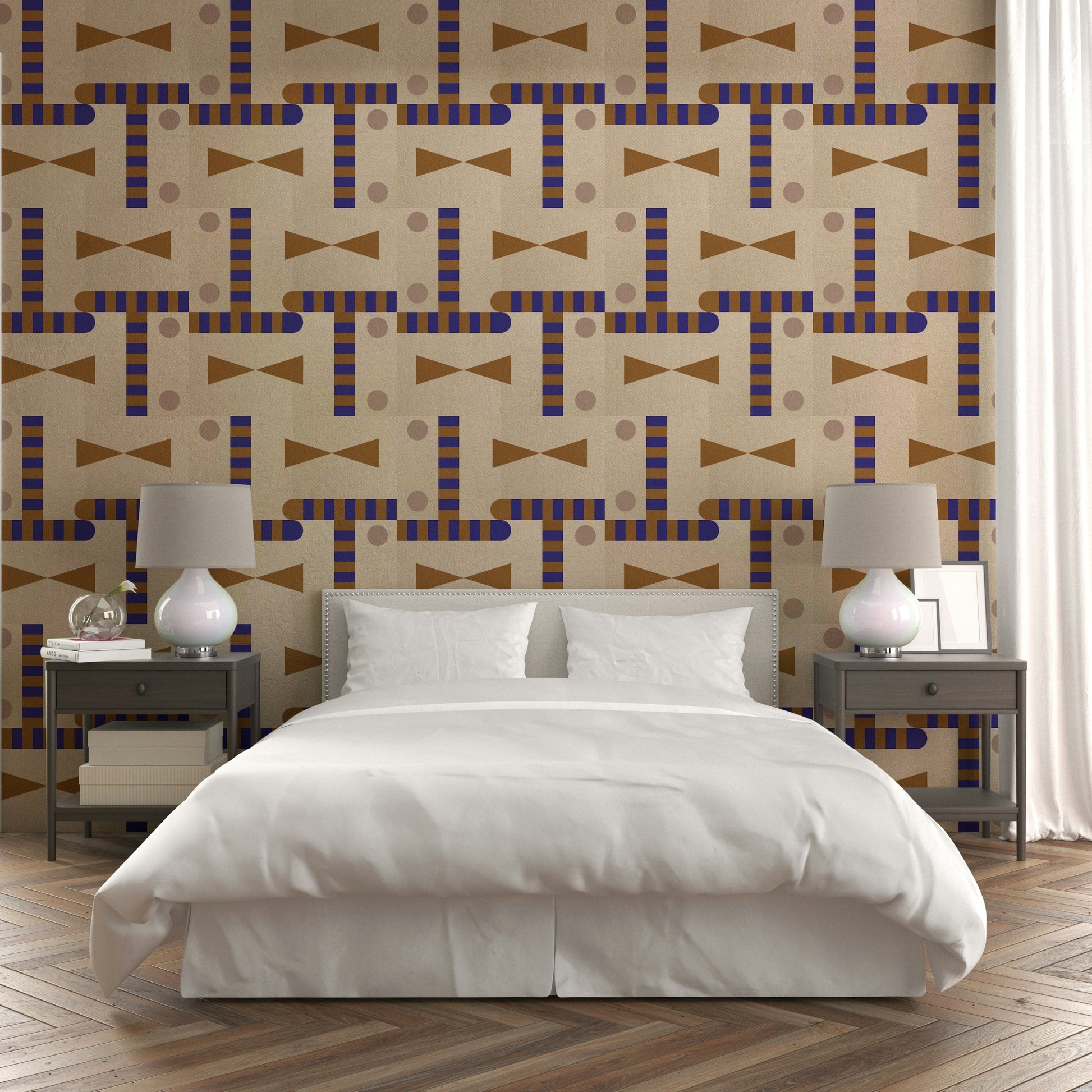 Earthy geometric wallpaper for modern spaces

