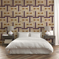 Earthy geometric wallpaper for modern spaces

