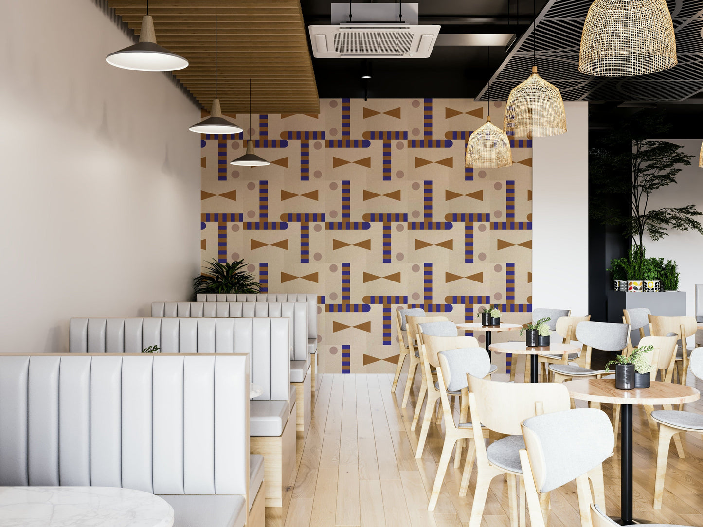 Trendy geometric wallpaper with earthy hues

