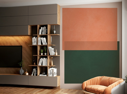A wall mural of a peaceful geometric pattern.


