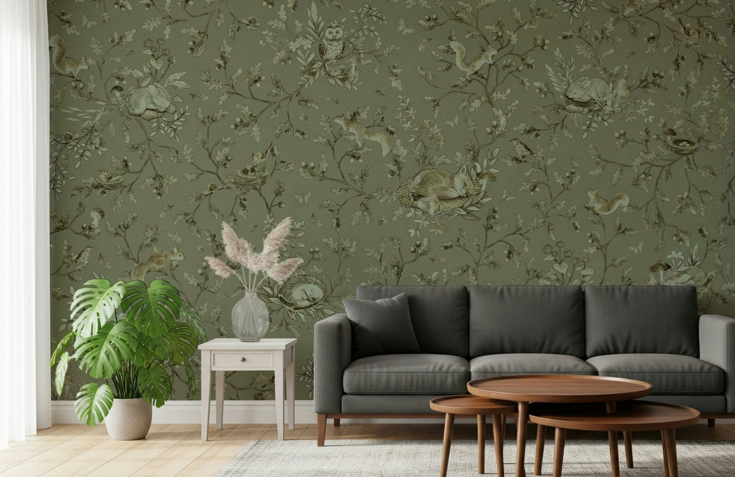 Dining space refreshed by the sophisticated Earthy Haven Wall Mural