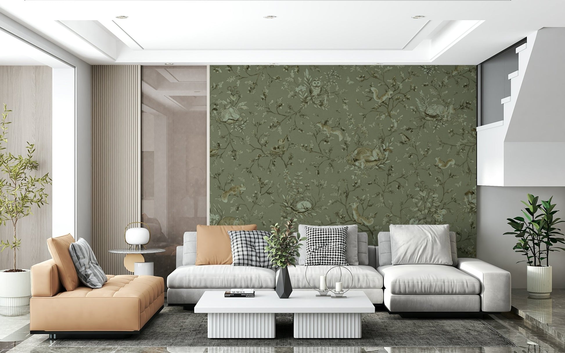 Natural clay and linen tones of the Earthy Haven Wall Mural