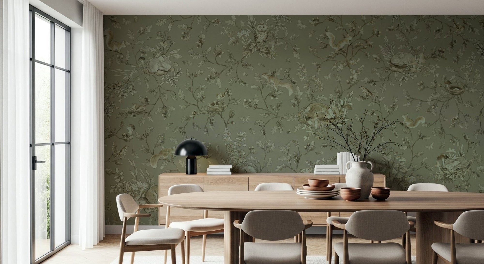 Earthy Haven Wall Mural accent wall in a cozy den, GD6299