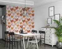 Soft blush Earthy Hearts Wallpaper and beige colors print.