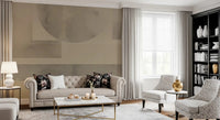 Earthy Horizon Geometry Shapes wall mural shows two pale circles set above and below. GD9598