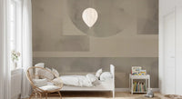 At top and bottom, Earthy Horizon Geometry wall mural anchors loose watercolour shapes.GD9598