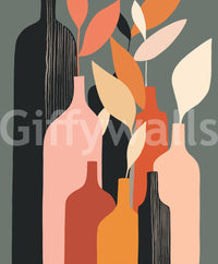 Earthy Hues Bottle Decor Wall Mural for a sophisticated guest room.