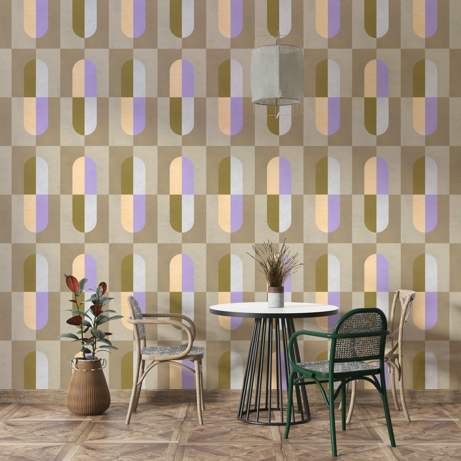 Subtle earthy tones wallpaper for living room

