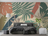A beautiful tropical foliage wall mural for a living room.


