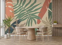 A serene tropical foliage wall mural for exotic decor.

