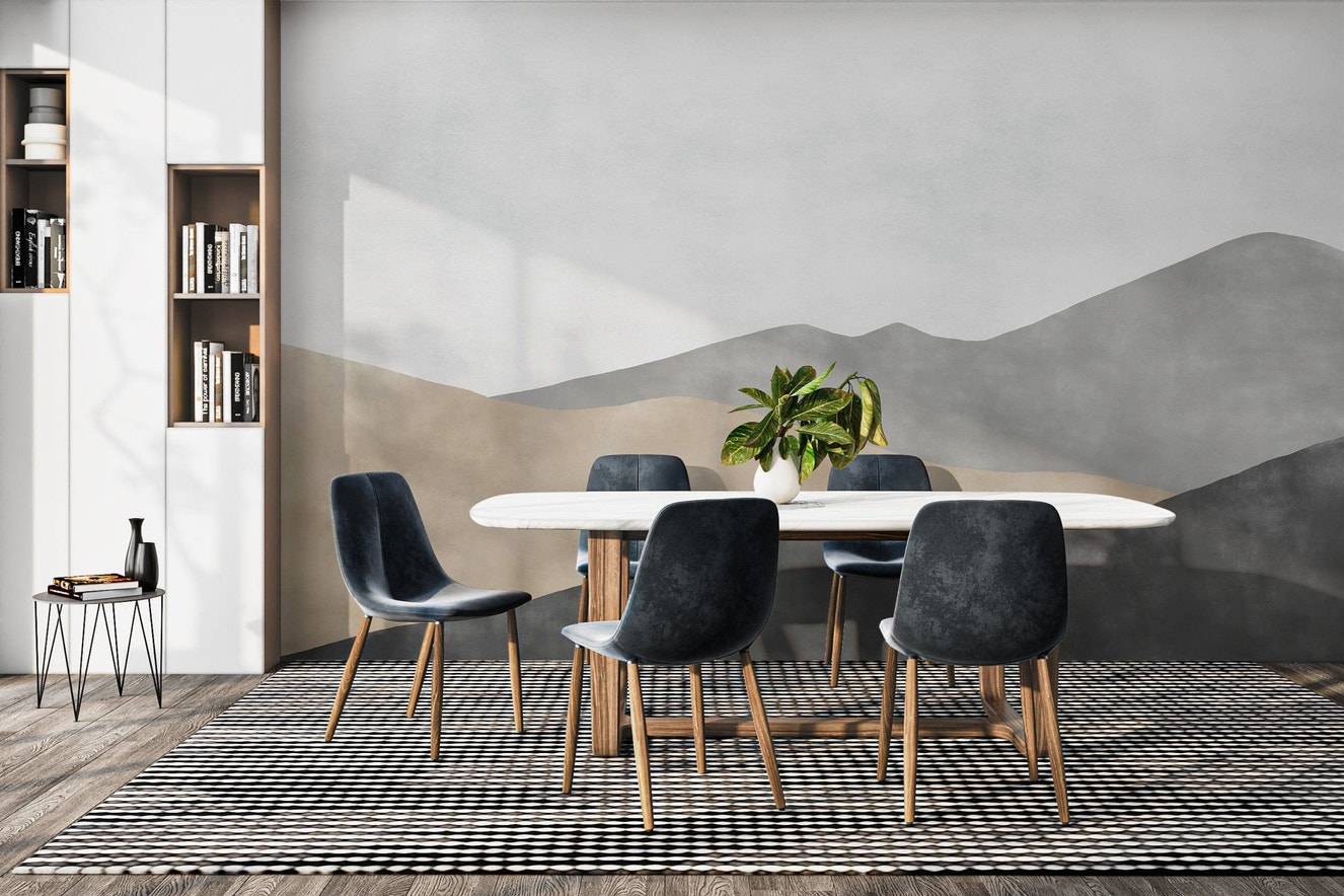 Earthy Layered Mountain Watercolour Mural
