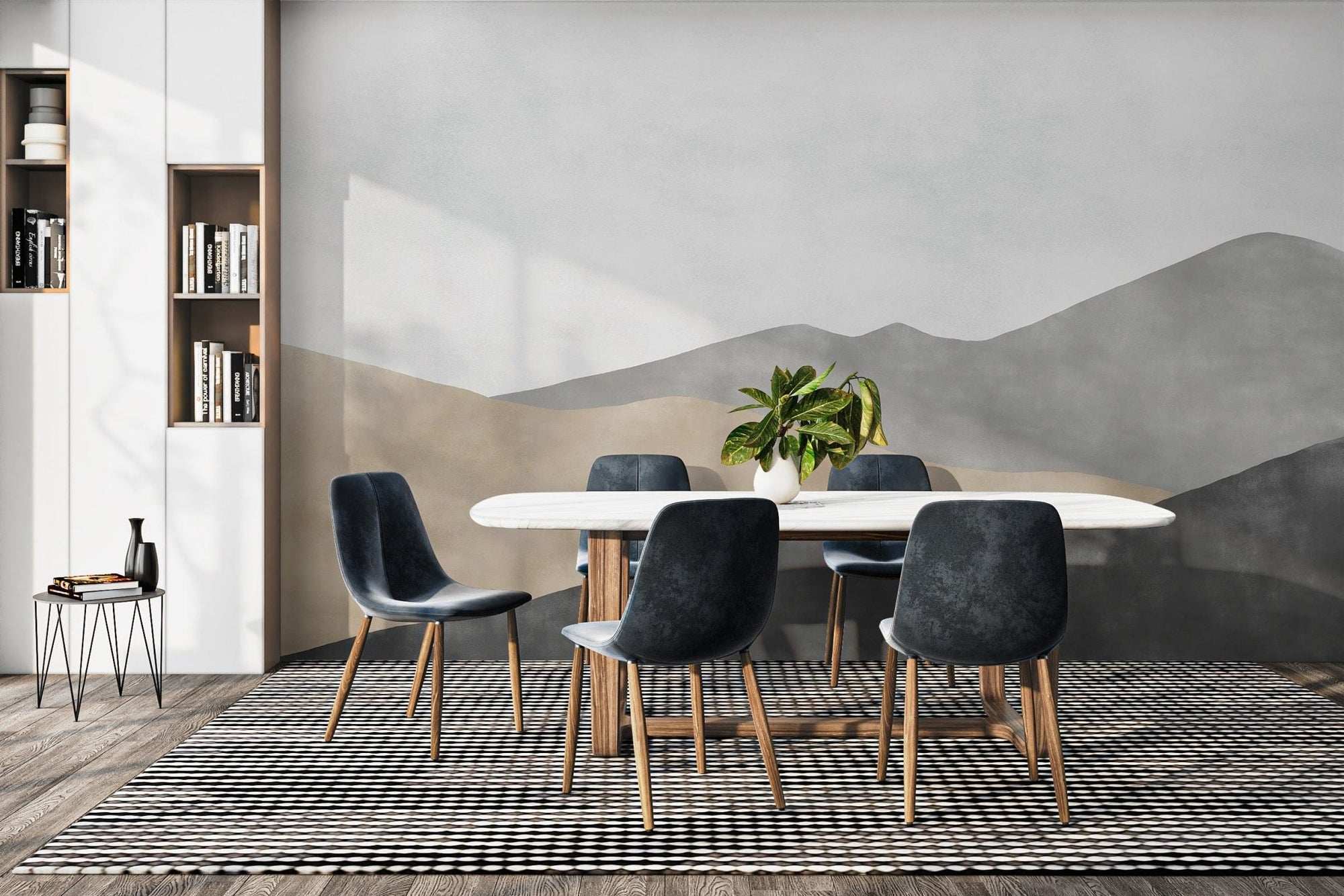 Earthy Layered Mountain Watercolour Mural B725
