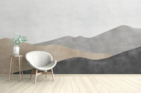 Layered Mountain Wall Mural in Neutrals
