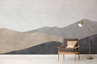 Muted Earth-Tone Mountain Scene Wallpaper
