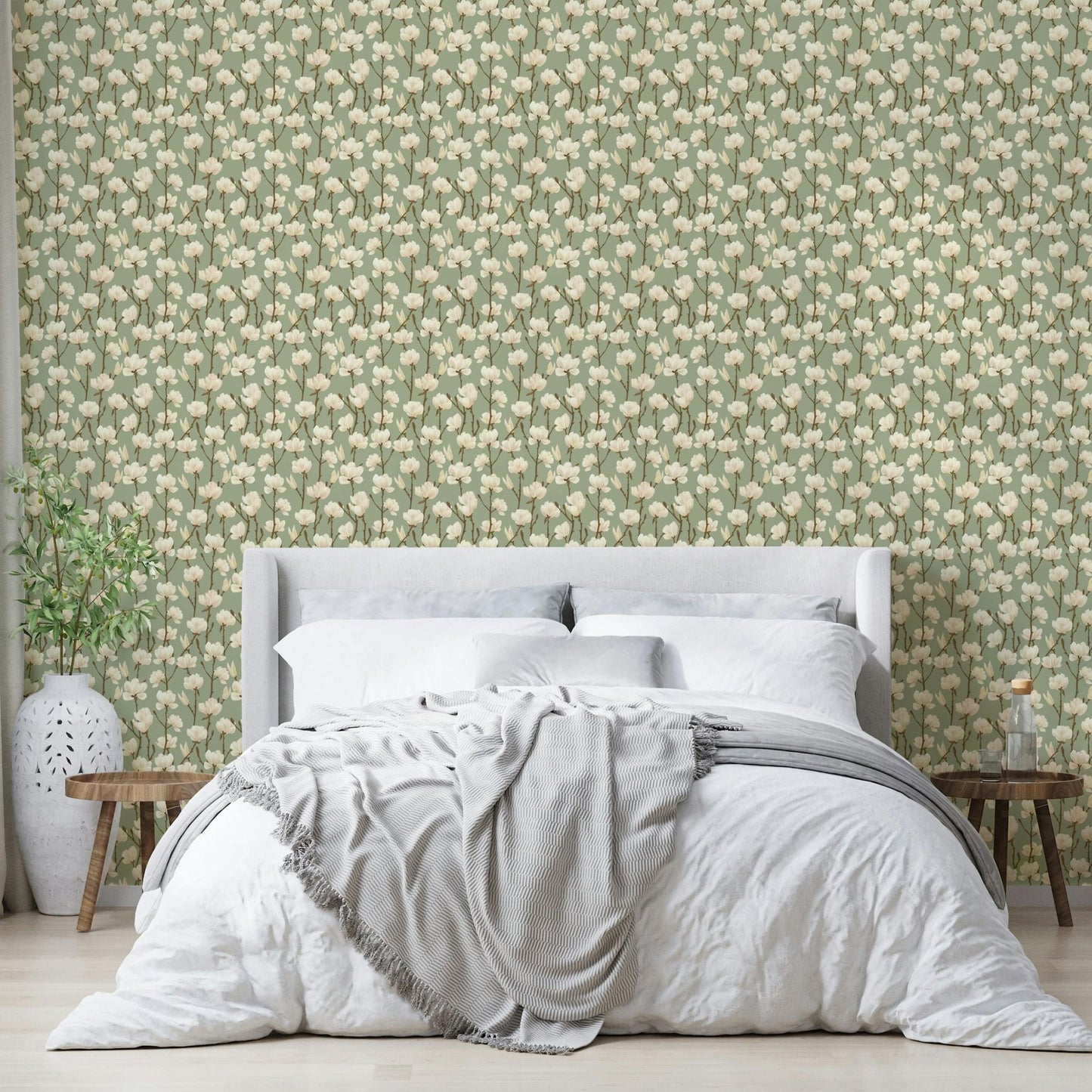 Fresh earthy green magnolia wallpaper art

