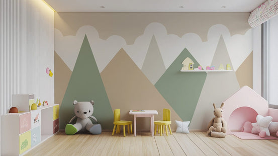 Earthy mountain mural for kids' room wallpaper mountain-15