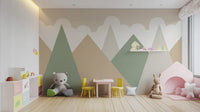 Earthy mountain mural for kids' room wallpaper
