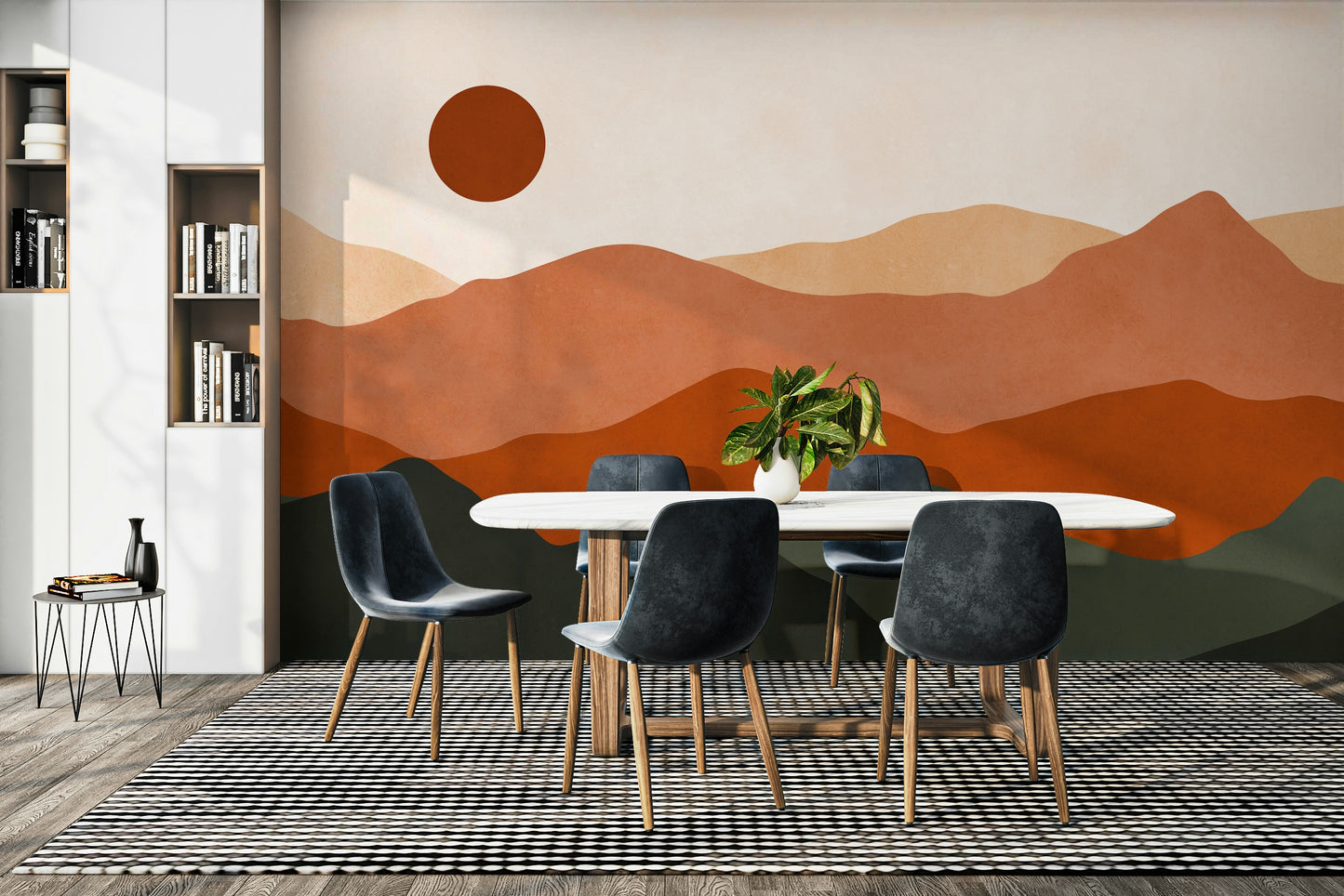 The wallpaper has a smooth texture.