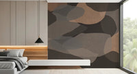 Layered organic forms anchor a Bedroom with Earthy Layers Abstract wall mural.GD9552