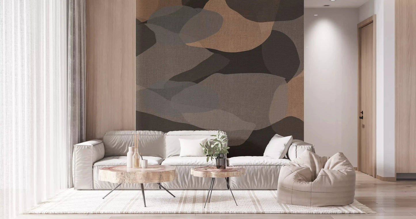Linen-style canvas texture runs beneath the Earthy Layers Abstract Geometry wall mural.GD9552