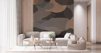 Linen-style canvas texture runs beneath the Earthy Layers Abstract Geometry wall mural.GD9552