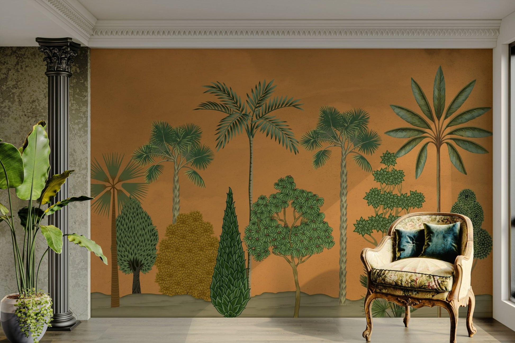 There is a sense of depth created by the overlapping foliage.
