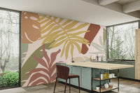 A beautiful modern foliage wall mural for a living room.

