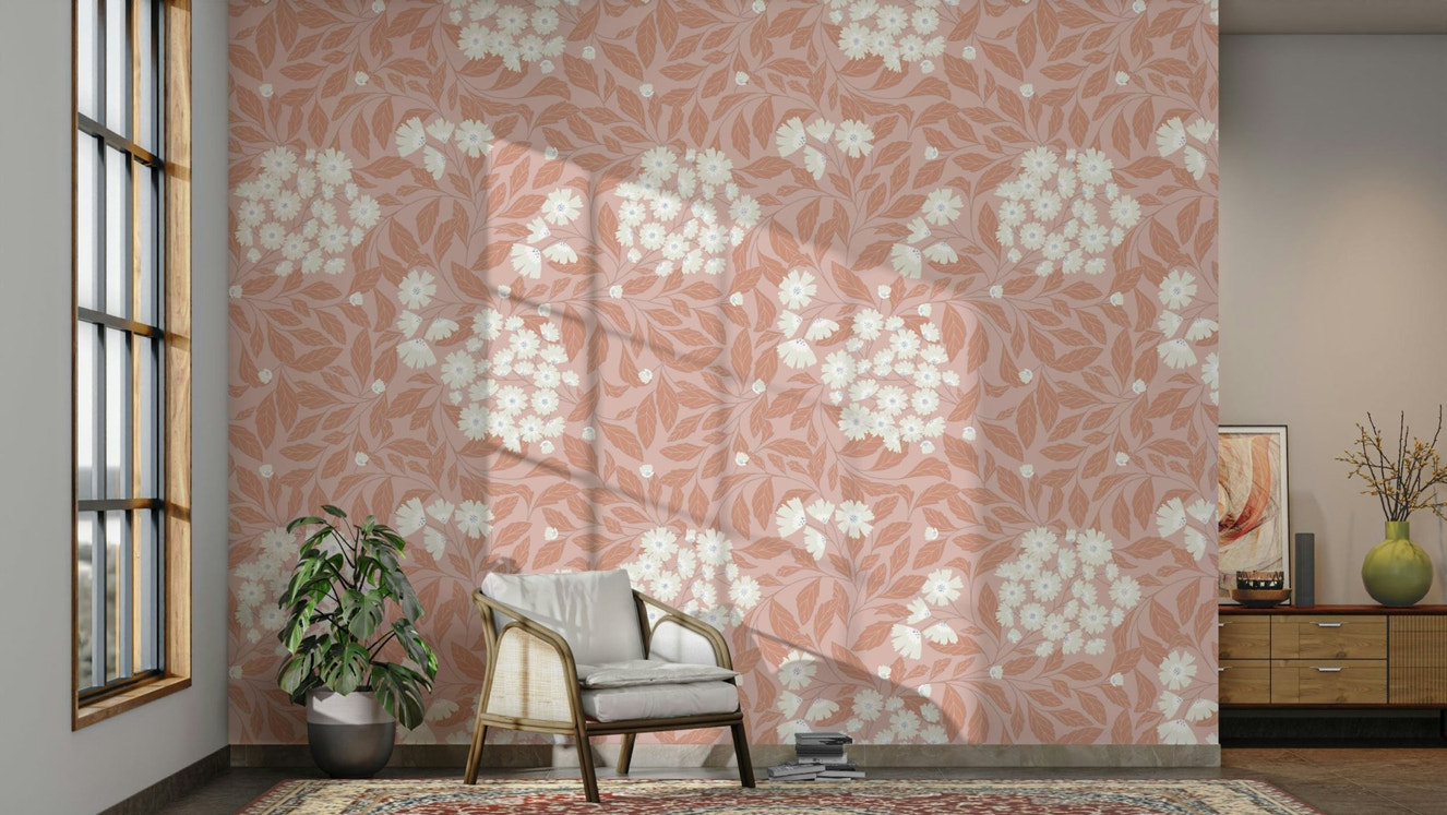 A wallpaper design with a floral pattern.

