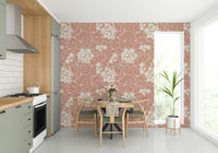 The image shows a repeating pattern of petals and leaves.

