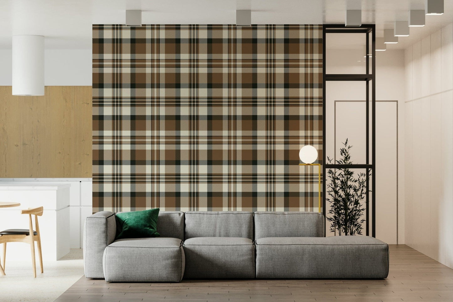A peaceful modern abstract mural on decorative wallpaper.