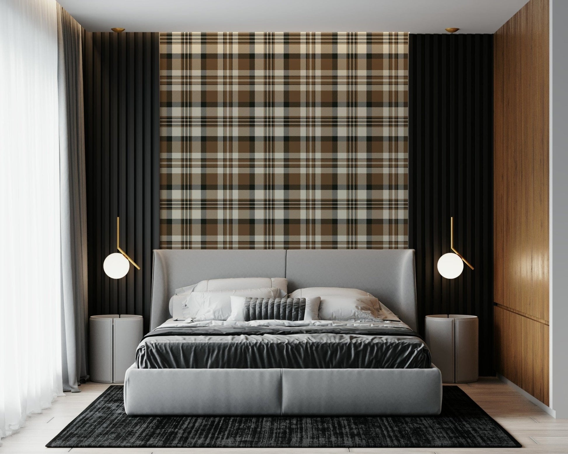 A graceful subtle pattern wall mural in warm, natural tones.