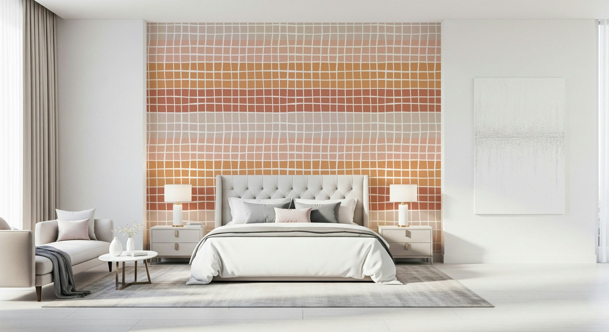 Hand-drawn Earthy Squares Wallpaper grid pattern., GD6540