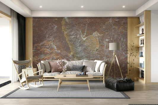 Close-up of warm stone texture on peel and stick wallpaper, GD6084