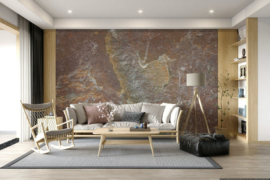 Close-up of warm stone texture on peel and stick wallpaper, GD6084
